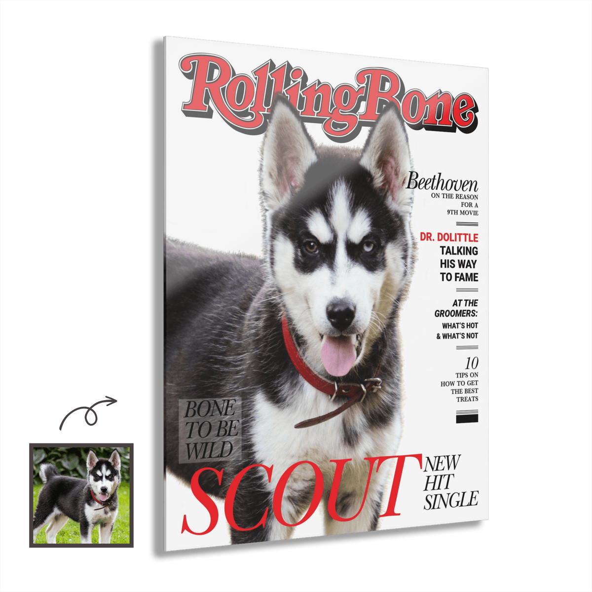 Rolling Bone Cover Custom Premium Acrylic Pet Portrait